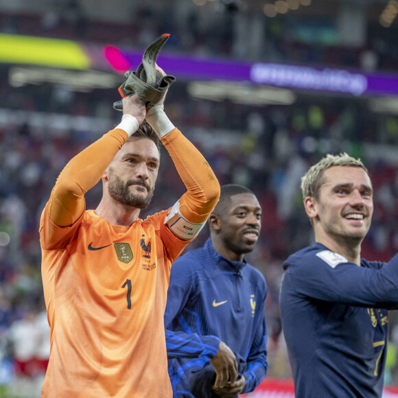 Hugo Lloris - Joie des joueurs français lors du match des 1/8emes de finale de la Coupe de Monde de Football "France vs Pologne (3-1)" à Doha au Qatar. Le 4 décembre 2022 © Fotoarena / Panoramic / Bestimage