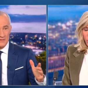 Brigitte Macron et Gilles Bouleau sur le plateau de TF1 pour l'opération Pièces Jaunes @ TF1