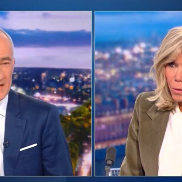 Brigitte Macron et Gilles Bouleau sur le plateau de TF1 pour l'opération Pièces Jaunes @ TF1