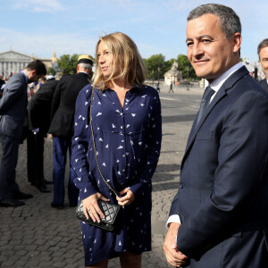 Gérald Darmanin, Ministre de l'intérieur et sa femme Rose-Marie Devillers (enceinte) - Le président français assiste au défilé du 14 juillet 2022, place de la Concorde, Paris, © Stéphane Lemouton / Bestimage