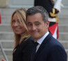 Gérald Darmanin, ministre de l'Action et des Comptes publics, et sa femme Rose-Marie Devillers - Arrivées au dîner d'Etat organisé pour la visite du président itlalien Sergio Mattarella au Palais de l'Elysée à Paris, le 5 juillet 2021.