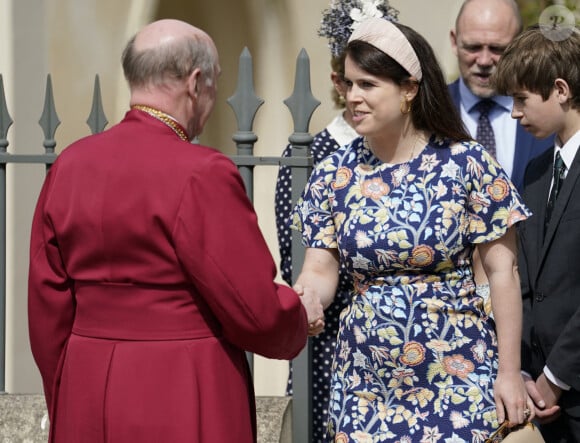 La princesse Eugenie d'York - La famille royale britannique quitte la chapelle Saint-Georges de Windsor après la messe de Pâques, le 17 avril 2022. 