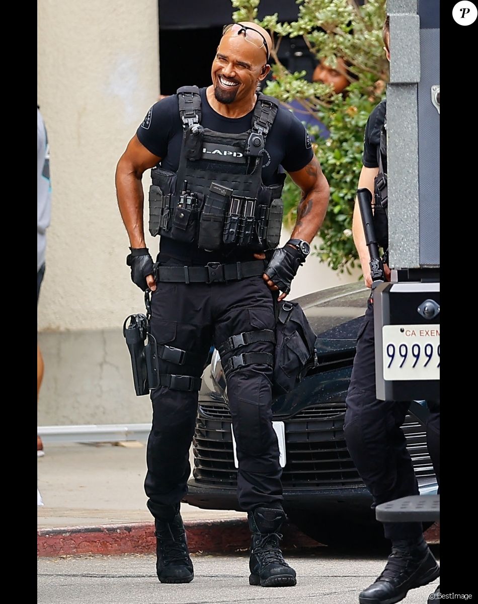 Exclusif - Shemar Moore sur le tournage de la série "S.W.A.T." à Los Angeles, le 9 septembre 2022.
