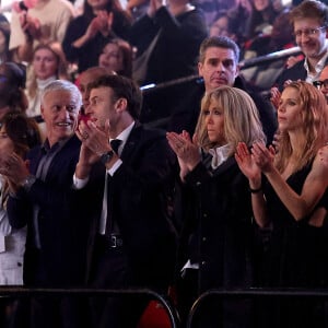 Exclusif - Claude et son mari Didier Deschamps, Emmanuel et Brigitte Macron, sa fille Tiphaine Auzière - Personnalités lors de l'enregistrement de l'émission "Le gala des Pièces Jaunes, le concert événement" au Zenith de Paris, et diffusée le 28 janvier sur France 2. Le 25 janvier 2023 © Dominique Jacovides / Bestimage 