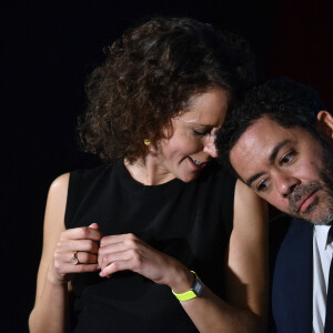 Emma Luchini (réalisatrice) et Manu Payet - Avant-première du film "Un début prometteur" au cinéma Gaumont Opéra à Paris, le 24 septembre 2015.