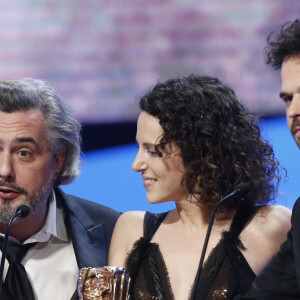 Nicolas Rey, Emma Luchini, Romain Rousseau (césar du meilleur film de court-métrage pour le film "La femme de Rio") - 40ème cérémonie des César au théâtre du Châtelet à Paris, le 20 février 2015. 