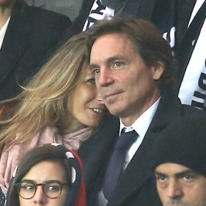 Anne-Claire Coudray et son compagnon Nicolas Vix assistent au match de ligue des champions Psg - Real de Madrid au Parc des Princes à Paris le 21 octobre 2015. © Cyril Moreau / Bestimage