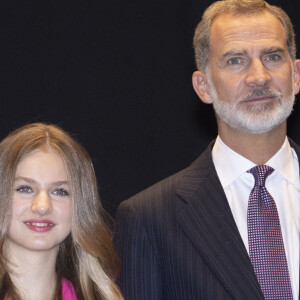 Le roi Felipe VI d'Espagne et la princesse Leonor au concert de clôture du festival "XXX Musical Week" à Oviedo. Le 27 octobre 2022 