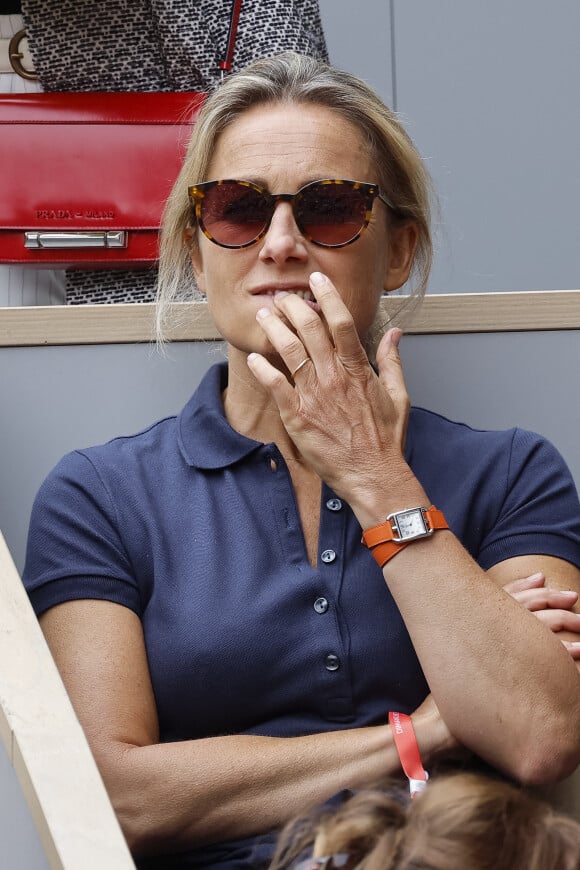 Anne-Sophie Lapix - People dans les tribunes lors des Internationaux de France de Tennis de Roland Garros 2022 à Paris le 29 mai 2022. © Cyril Moreau/Bestimage