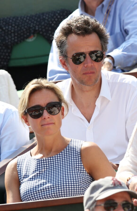 Anne-Sophie Lapix et son mari Arthur Sadoun - People à la finale homme des Internationaux de France de tennis de Roland Garros à Paris le 8 juin 2014.