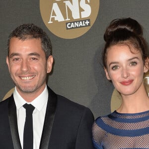 Ali Baddou et sa fiancée Charlotte Le Bon - Soirée des 30 ans de Canal + au Palais de Tokyo à Paris le 4 novembre 2014.