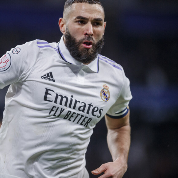 Karim Benzema du Real Madrid lors du match de football de la Coupe du Roi quart de finale opposant le Real Madrid et l'Atlético de Madrid à stade l'Estadio Santiago Bernabeu à Madrid, Espagne le 27 janvier 2023. Le Real a gagné 3-1. © Pablo Garcia/DAX/Zuma Press/Bestimage