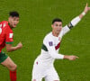 Cristiano Ronaldo après la défaite de l'équipe du Portugal face au Maroc (1-0) en quarts de finale de la Coupe du Monde 2022 au Qatar (FIFA World Cup Qatar 2022), le 10 décembre 2022.