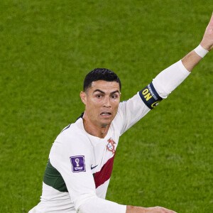 Cristiano Ronaldo après la défaite de l'équipe du Portugal face au Maroc (1-0) en quarts de finale de la Coupe du Monde 2022 au Qatar (FIFA World Cup Qatar 2022), le 10 décembre 2022.