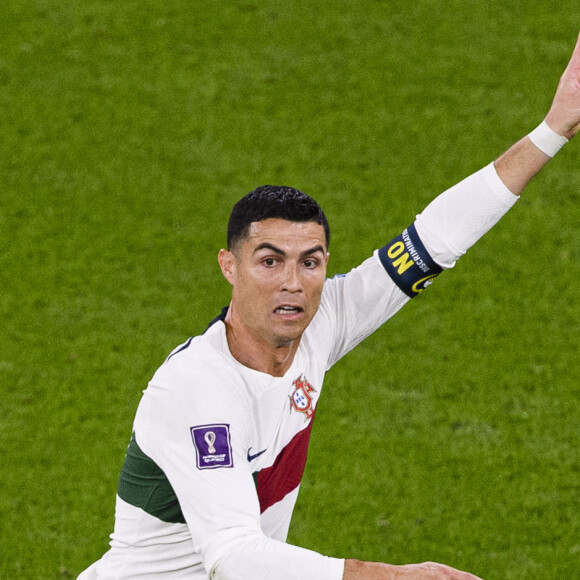 Cristiano Ronaldo après la défaite de l'équipe du Portugal face au Maroc (1-0) en quarts de finale de la Coupe du Monde 2022 au Qatar (FIFA World Cup Qatar 2022), le 10 décembre 2022.