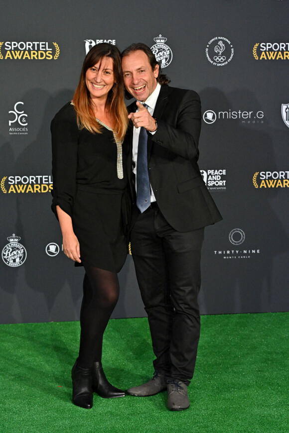 Philippe Candeloro et sa femme Olivia durant la soirée de la 32e édition des Sportel Awards 2021 au Grimaldi Forum à Monaco. © Bruno Bebert/Bestimage