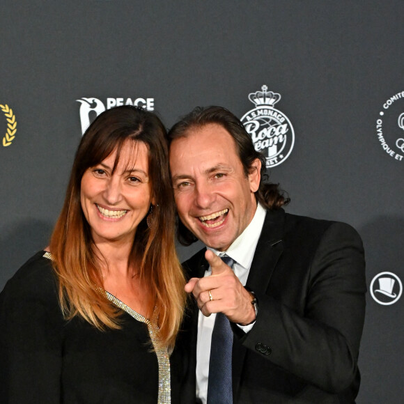 Philippe Candeloro et sa femme Olivia durant la soirée de la 32e édition des Sportel Awards 2021 au Grimaldi Forum à Monaco. © Bruno Bebert/Bestimage