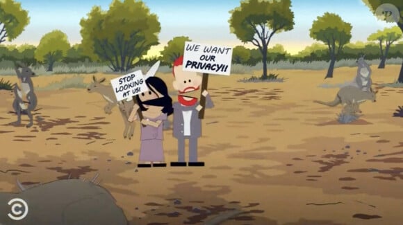 Capture d'écran d'un épisode de South Park parodie Meghan Markle et le prince Harry dans le dernier épisode "The Worldwide Privacy Tour". © Comedy Central/JLPPA/Bestimage