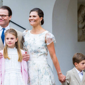Princesse Victoria, Prince Daniel, Princesse Estelle, Prince Oscar - La famille royale de Suède lors du 45ème anniversaire de la princesse Victoria de Suède au château Solliden à Borgholm. Le 14 juillet 2022