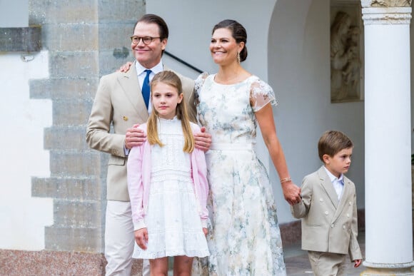 Princesse Victoria, Prince Daniel, Princesse Estelle, Prince Oscar - La famille royale de Suède lors du 45ème anniversaire de la princesse Victoria de Suède au château Solliden à Borgholm. Le 14 juillet 2022
