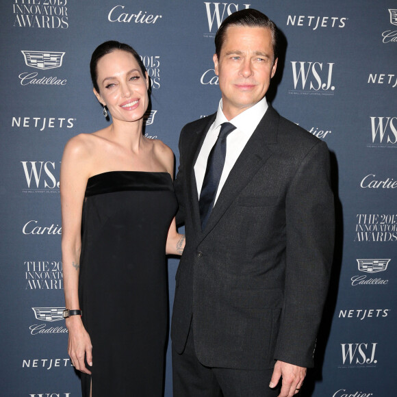 Angelina Jolie et son mari Brad Pitt à la soirée 'WSJ. Magazine 2015 Innovator' à New York, le 4 novembre 2015