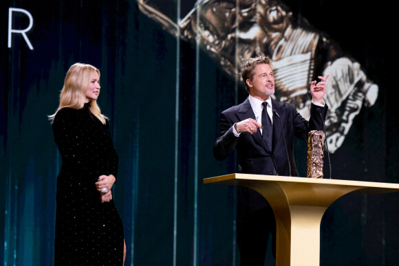 Virginie Efira, Brad Pitt - David Fincher reçoit un César d'honneur lors de la 48ème édition des César à l'Olympia à Paris le 24 février 2023 © Olivier Borde / Dominique Jacovides / Bestimage 