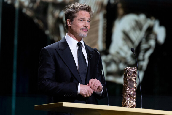 Brad Pitt - David Fincher reçoit un César d'honneur lors de la 48ème édition des César à l'Olympia à Paris le 24 février 2023 © Olivier Borde / Dominique Jacovides / Bestimage 