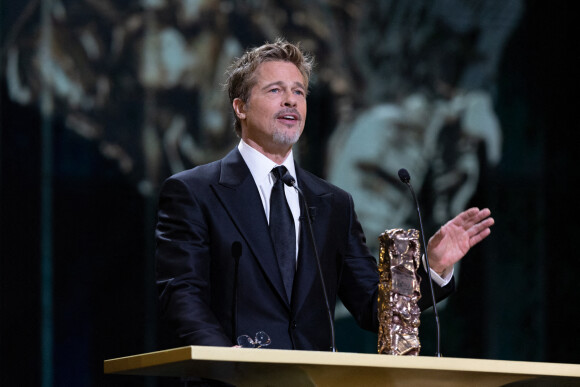 Brad Pitt - David Fincher reçoit un César d'honneur lors de la 48ème édition des César à l'Olympia à Paris le 24 février 2023 © Olivier Borde / Dominique Jacovides / Bestimage 