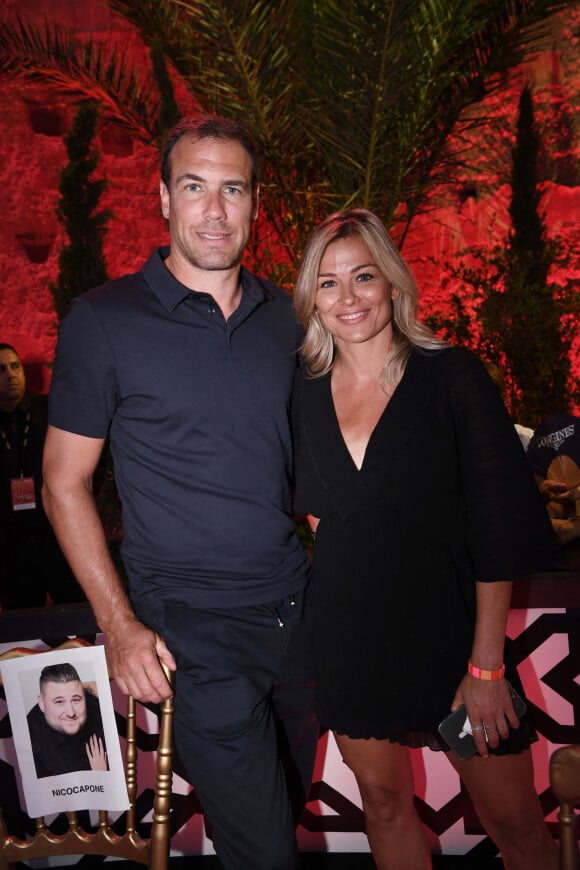 Exclusif - Bruno Cheyrou et Laure Boulleau lors de la soirée du grand gala du "Marrakech du Rire 2022" pour la 10ème édition au palais El Badiî à Marrakech, Maroc, le 18 juin 2022. © Rachid Bellak/Bestimage