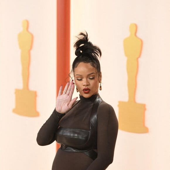 Rihanna (enceinte) au photocall de la 95ème édition de la cérémonie des Oscars à Los Angeles, le 12 mars 2023. 