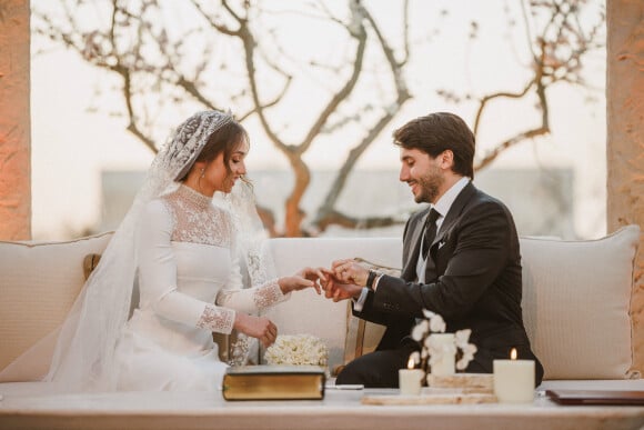 La princesse Iman de Jordanie et Jameel Alexander Thermiotis - Mariage de la princesse Iman de Jordanie avec Jameel Alexander Thermiotis au palais Beit al-Urdon à Amman en Jordanie le 12 mars 2023. 