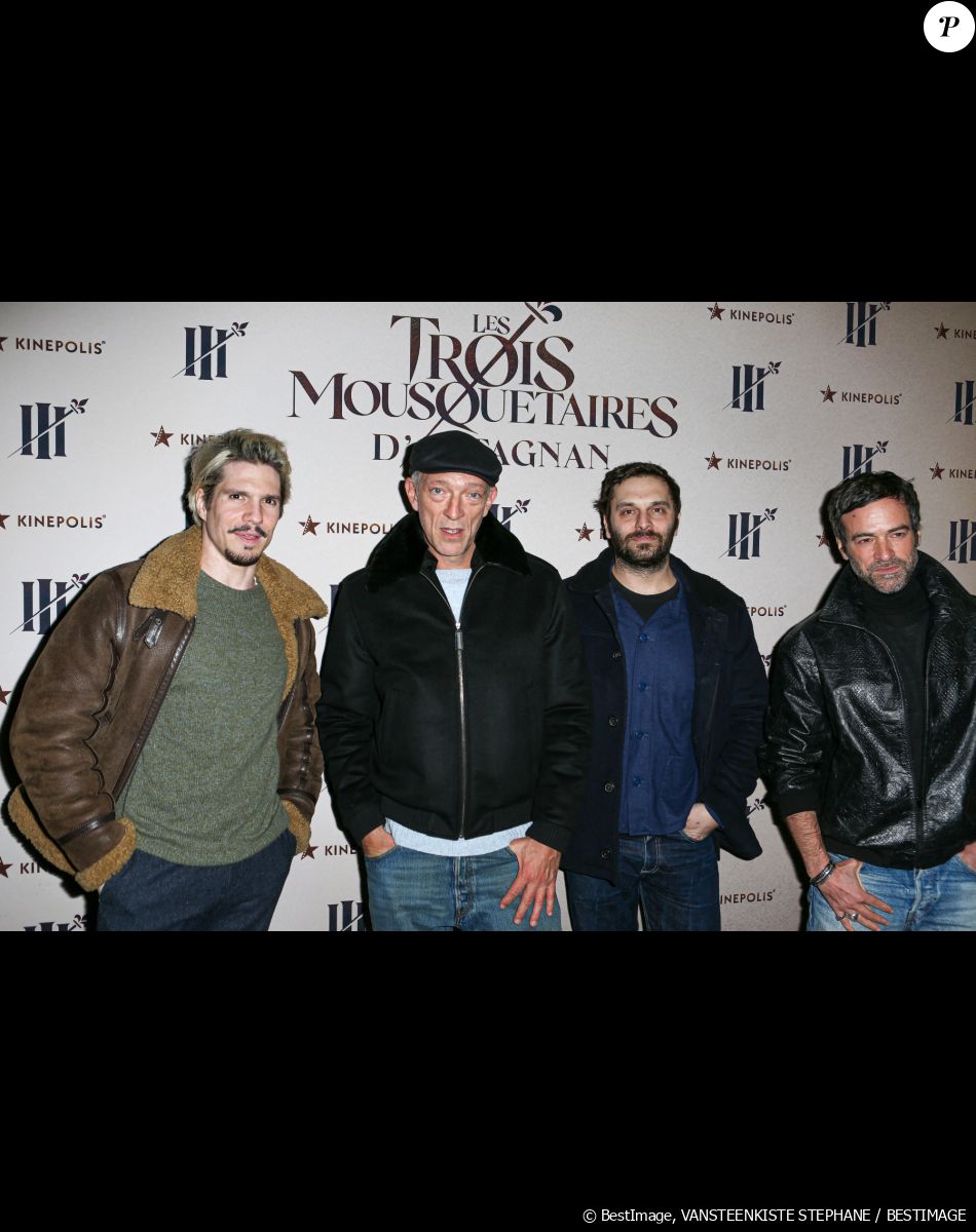 François Civil, Vincent Cassel, Pio Marmaï et Romain Duris - Avant-première du film "Les 3 Mousquetaires d'Artagnan" au Kinépolis de Lomme le 3 mars 2023. © Stephane Vansteenkiste / Bestimage