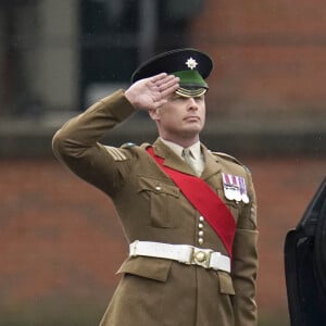 Le prince William, prince de Galles, et Catherine (Kate) Middleton, princesse de Galles, à l'assemblée annuelle des Irish Guards Parade de la St Patrick à Mons Barracks à Aldershot, le 17 mars 2023. 