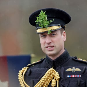 Le prince William, prince de Galles, et Catherine (Kate) Middleton, princesse de Galles, à l'assemblée annuelle des Irish Guards Parade de la St Patrick à Mons Barracks à Aldershot, le 17 mars 2023. 