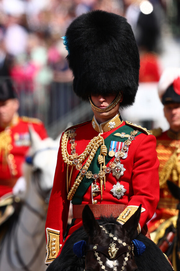 Le prince William, duc de Cambridge - Les membres de la famille royale lors de la parade militaire "Trooping the Colour" dans le cadre de la célébration du jubilé de platine (70 ans de règne) de la reine Elizabeth II à Londres, le 2 juin 2022. 