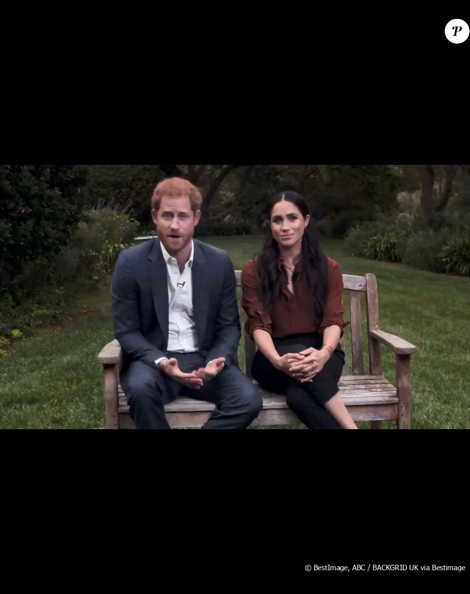 Le prince Harry, duc de Sussex, et Meghan Markle, duchesse de Sussex en pleine interview pour TIME 100 television ABC, le 23 septembre 2020