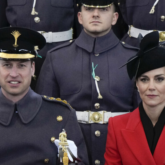 Le prince William de Galles et Kate Catherine Middleton, princesse de Galles, en visite au "1st Battalion Welsh Guards at Combermere Barracks "à Windsor, à l'occasion de la Saint-David. Le 1er mars 2023 