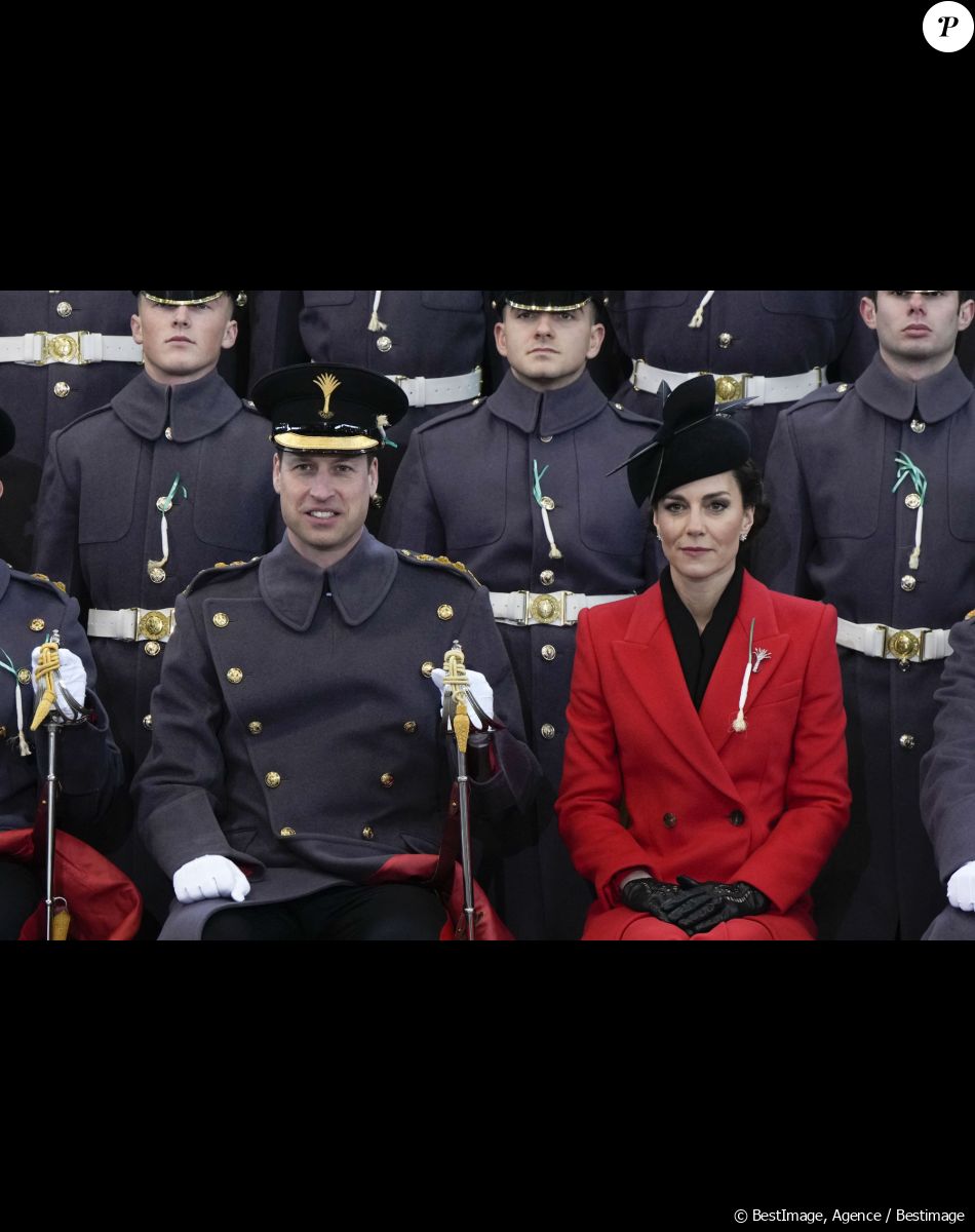 Le prince William de Galles et Kate Catherine Middleton, princesse de Galles, en visite au "1st Battalion Welsh Guards at Combermere Barracks "à Windsor, à l'occasion de la Saint-David. Le 1er mars 2023