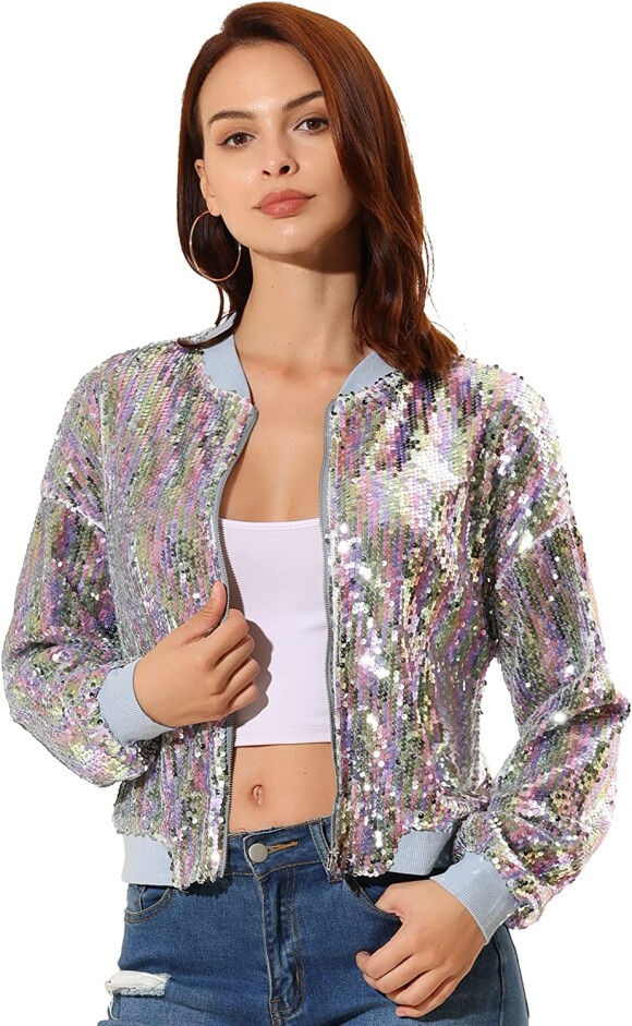 Devenez une vraie boule à facettes des années disco avec cette veste à paillettes Allegra K