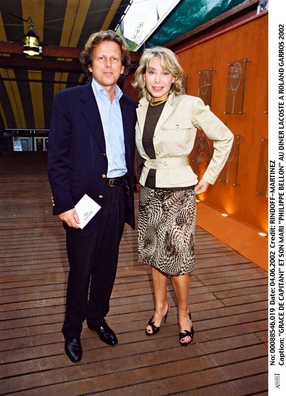 Grace de Capitani et Philippe Bellon au diner Lacoste à Roland Garros en 2002.