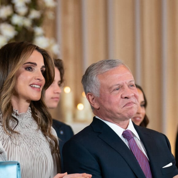 Mariage de la princesse Iman de Jordanie et de Jameel Alexander Thermiotis au palais Beit Al Urdun à Amman, le 12 mars 2023. Il s'agit du premier mariage des quatre enfants, le roi Abdallah et de la reine Rania de Jordanie. 