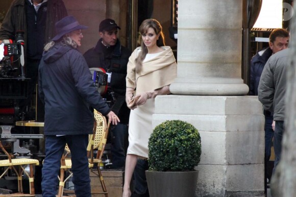 Angelina Jolie en plein tournage de The Tourist à Paris le 23 février 2010