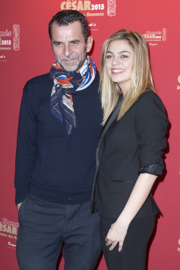 Eric Lartigau, nommé dans la catégorie Meilleur Scénario Original pour le film "La Famille Bélier" et Louane Emera, nommée dans la catégorie Meilleur Espoir Féminin dans le film "La Famille Bélier" au déjeuner des nommés aux César 2015 au Fouquet's à Paris, le 7 février 2015. 