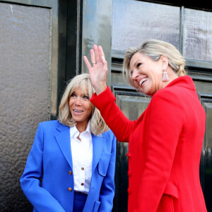 Le Première Dame française Brigitte Macron et la reine Maxima des Pays-Bas visitent la Maison d'Anne Frank dans le cadre de la visite d'État du couple présidentiel français aux Pays-Bas, Jour 2, à Amsterdam, Pays-Bas, le 12 avril 2023. © Dominique Jacovides/Bestimage 