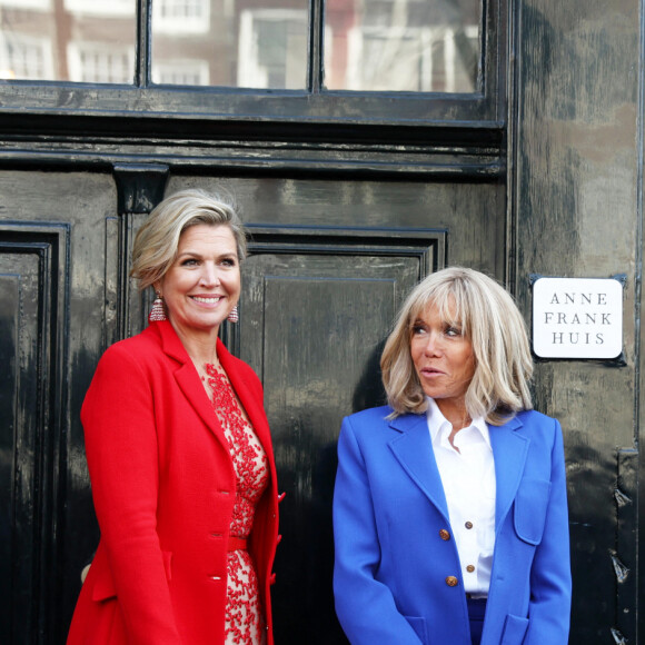 Le Première Dame française Brigitte Macron et la reine Maxima des Pays-Bas visitent la Maison d'Anne Frank dans le cadre de la visite d'État du couple présidentiel français aux Pays-Bas, Jour 2, à Amsterdam, Pays-Bas, le 12 avril 2023. © Dominique Jacovides/Bestimage 