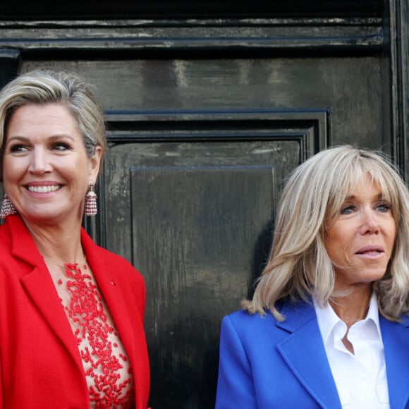 Le Première Dame française Brigitte Macron et la reine Maxima des Pays-Bas visitent la Maison d'Anne Frank dans le cadre de la visite d'État du couple présidentiel français aux Pays-Bas, Jour 2, à Amsterdam, Pays-Bas, le 12 avril 2023. © Dominique Jacovides/Bestimage 