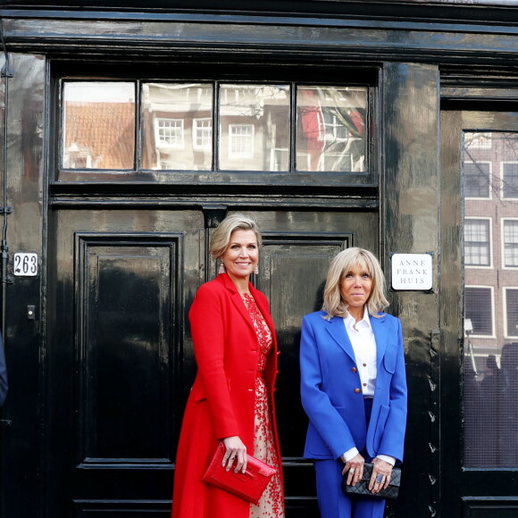 Le Première Dame française Brigitte Macron et la reine Maxima des Pays-Bas visitent la Maison d'Anne Frank dans le cadre de la visite d'État du couple présidentiel français aux Pays-Bas, Jour 2, à Amsterdam, Pays-Bas, le 12 avril 2023. © Dominique Jacovides/Bestimage 