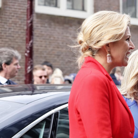 Le Première Dame française Brigitte Macron et la reine Maxima des Pays-Bas visitent la Maison d'Anne Frank dans le cadre de la visite d'État du couple présidentiel français aux Pays-Bas, Jour 2, à Amsterdam, Pays-Bas, le 12 avril 2023. © Dominique Jacovides/Bestimage 