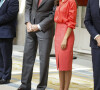 Cmme toujours, le coupe royal était très complice. 
Le roi Felipe VI et la reine Letizia d'Espagne, assistent à la remise des prix "National Sports Awards" au Palais Royal d'El Pardo à Madrid, le 18 avril 2023. 