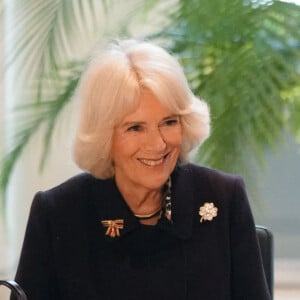 Le roi Charles III d'Angleterre et Camilla Parker Bowles, reine consort d'Angleterre, au Bundestag lors de leur visite d'Etat à Berlin, le 30 mars 2023. Le couple royal a été accueilli par Bärbel Bas, la présidente du Bundestag. Le souverain doit y prononcer un discours dont une partie en allemand. 